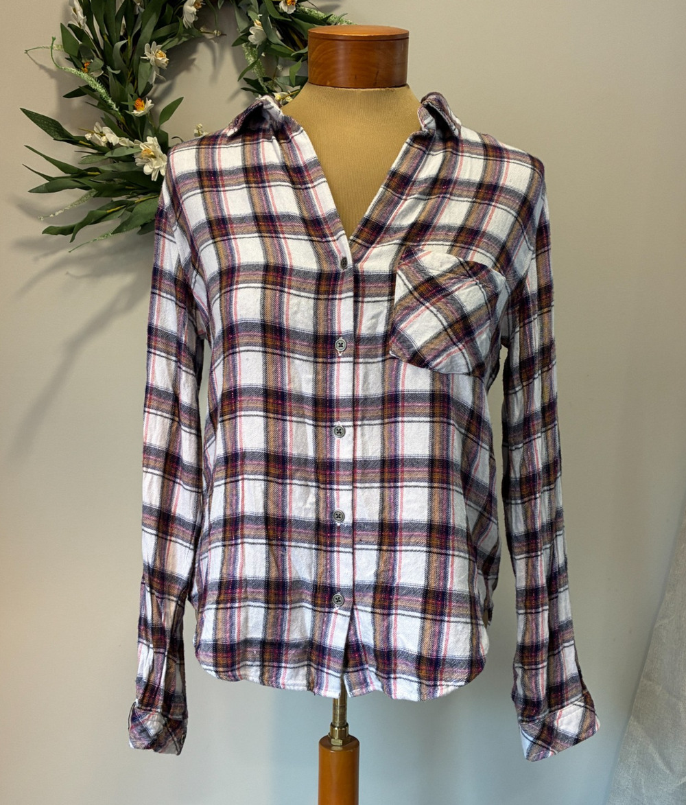 Cloth & Stone Anthropologie Eldorado Plaid Shirt Button Long Sleeve Boho, Size S